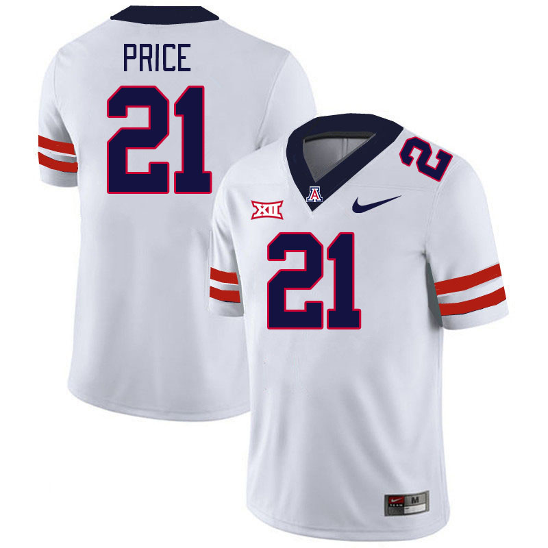 Men #21 Johno Price Arizona Wildcats Big 12 Conference College Football Jerseys Stitched-White